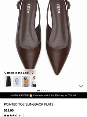 Cider Pointed Toe Slingback Flats - Brown
